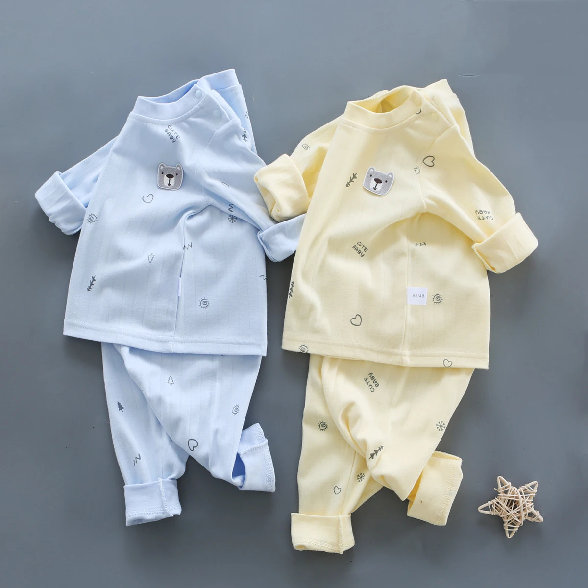 Детское хлопковое нижнее белье с круглым вырезом и пряжкой на весну осень |