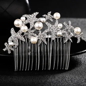 

Wedding Bridal Hair Comb Hair Clip Headdress Jewelry Women Hair Accessories Pearl Flower Hairband FS34