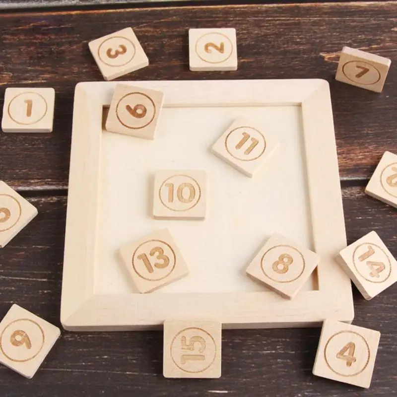 IQ игра игрушка 15 головоломка Математика деревянный пазл для Тренировки Мозга помощник роста познания цифры 1-15 игра для баффлинга необходимые забавные игрушки - Цвет: A