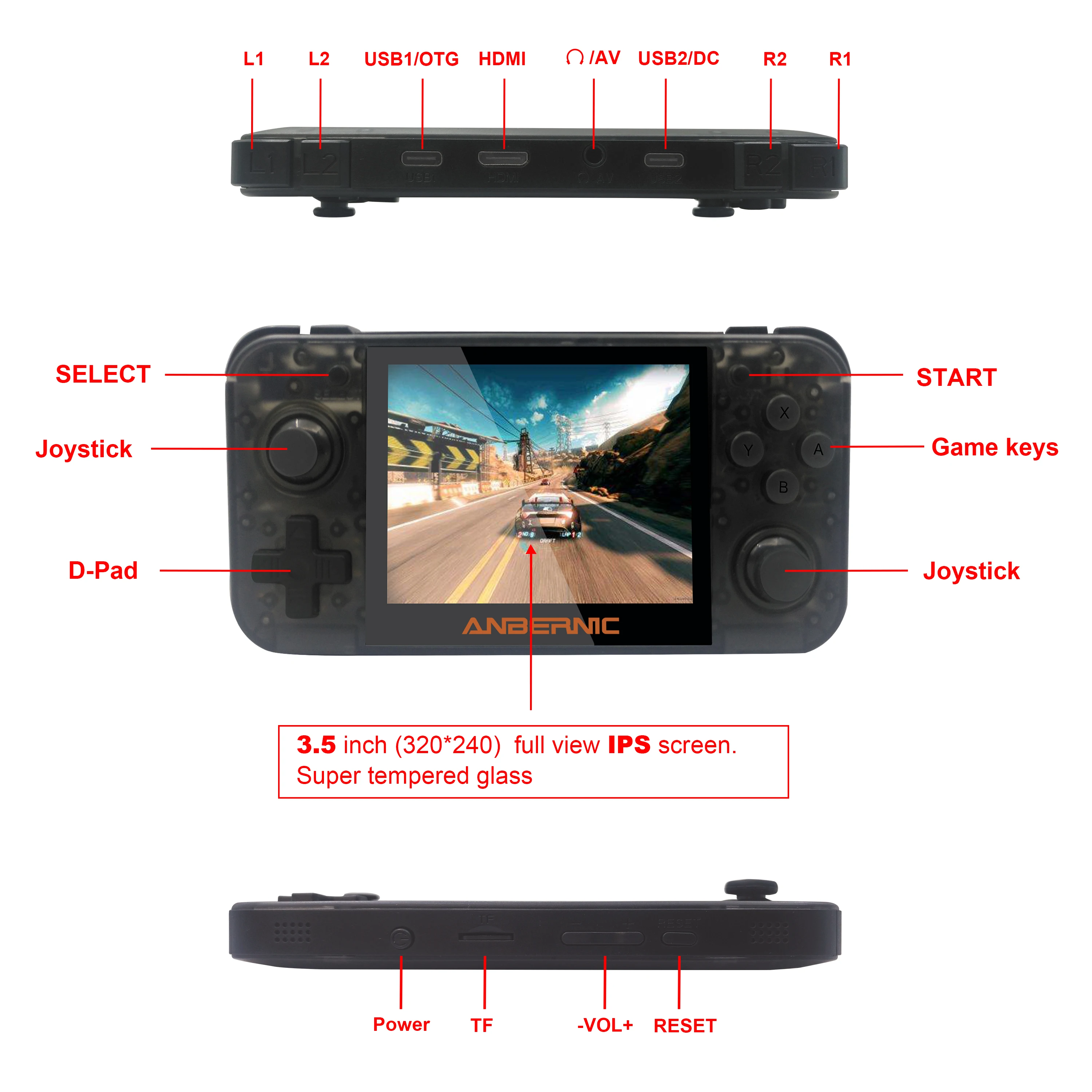 NEW ANBERNIC RG350 IPS Retro Games 350 Video games Upgrade game console ps1 game 64bit opendingux 3.5 inch 28000+ games rg350