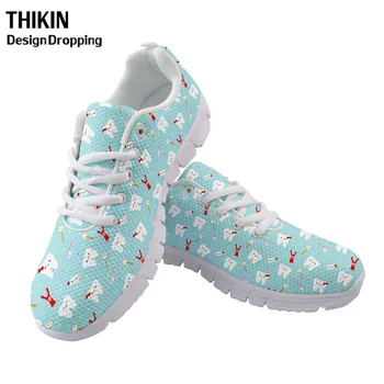 

THIKIN Classic Nurse Design Running Shoes Women Fashion Flats Sports Sneaker for Teen Girls Student Lace Up Causal Walking Shoes