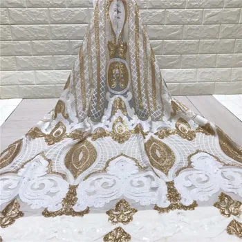 

Beautifical tulle lace fabric 2019 African lace fabric 5 yards high quality tulle lace fabric embroidery lace for dress jy66-682