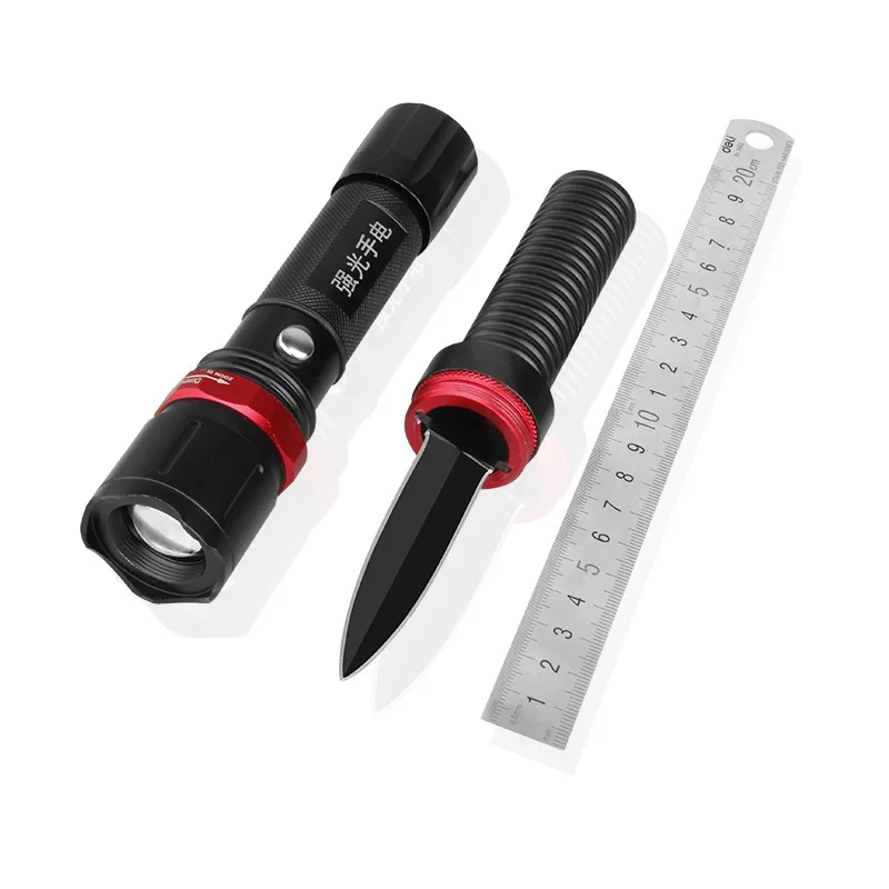 

Ge lin Outdoor Lighting Night Riding Camping Equipment Knife Rotating Focusing LED Glare Rechargeable Flashlight