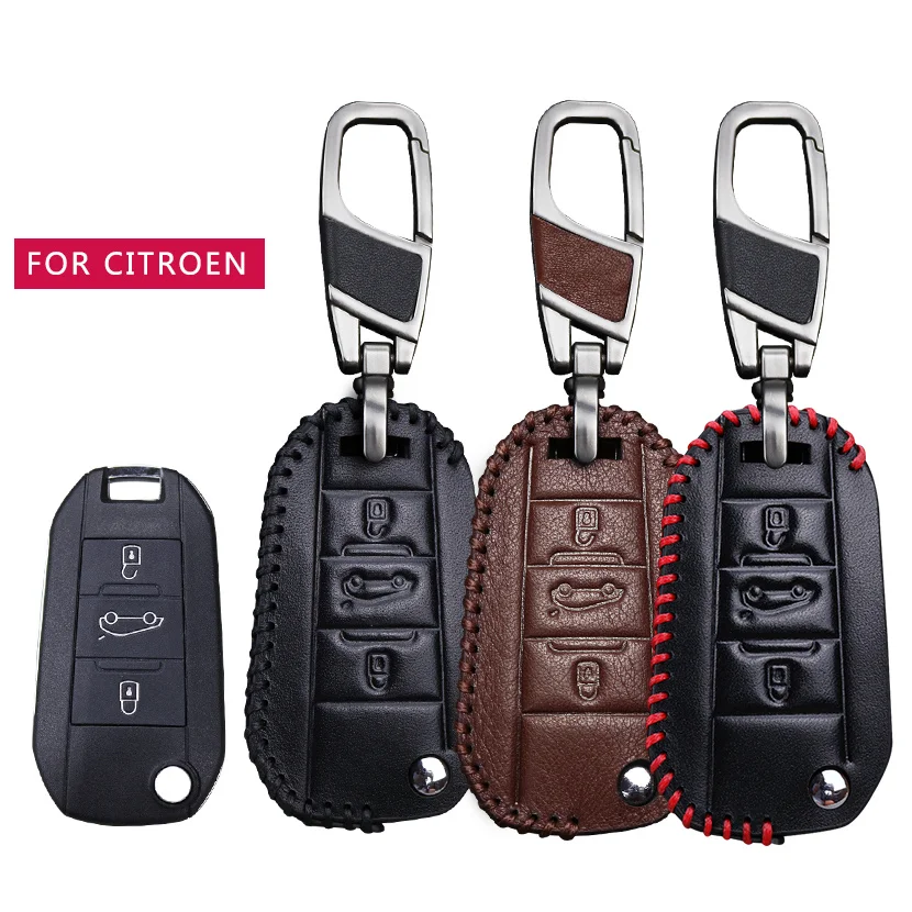 Чехол для ключа автомобиля из натуральной кожи Citroen C5 X7 Aircross C4 Cactus Berlingo C3 Grand Picasso C2