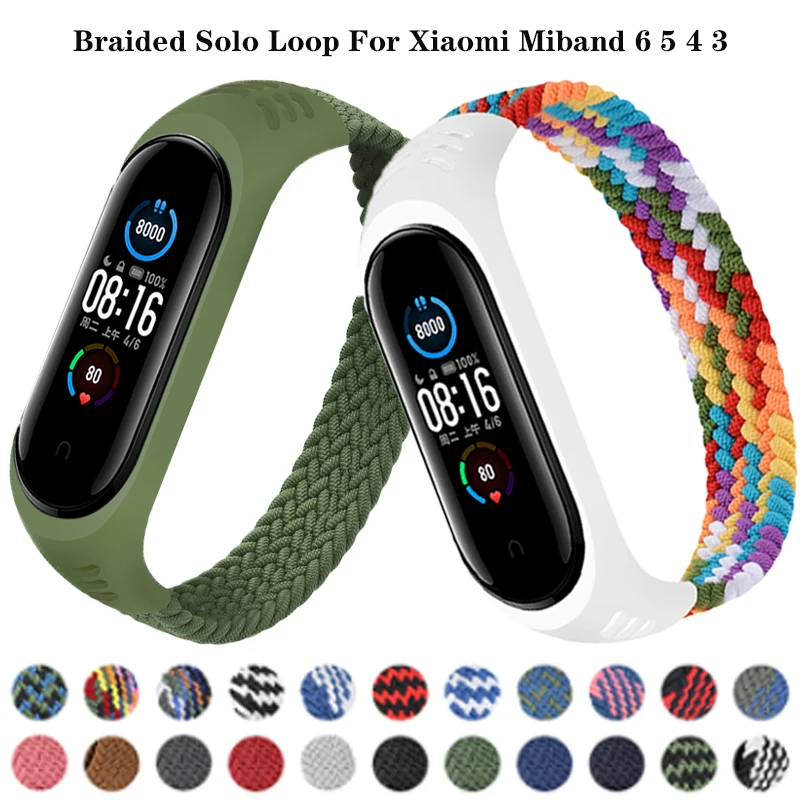 Нейлоновый плетеный браслет для Xiaomi Mi band 5 6 3 4 часов xiaomi | Наручные часы