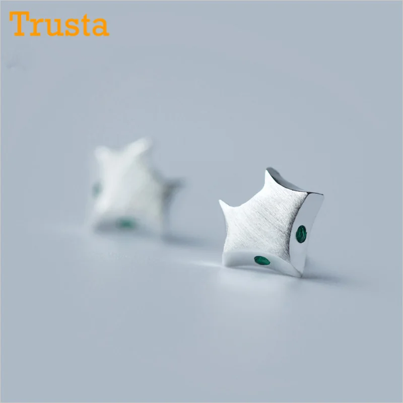 Trusta 925 пробы серебряные Модные женские милые крошечные серьги-гвоздики 8 мм X 9 мм с лисой и цирконием подарок для девочек, детей, леди DT20