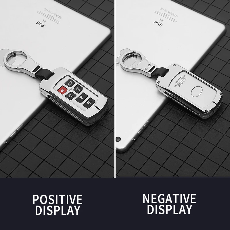 Metal leather Car Key Cover Case For Toyota Sienna 2011-2020 Key Tacoma Tacoma Smart Keyless Remote Keychain Protector 6 Button