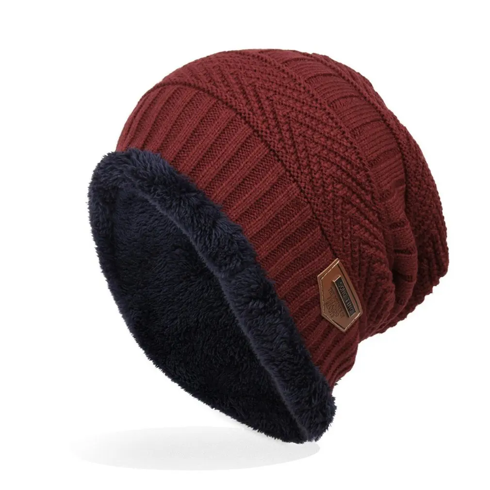 Зимний Супер Теплый мужской и женский с бархатом теплый вязаный свитер шапка унисекс шапки Теплый шерстяной головной убор - Цвет: 3