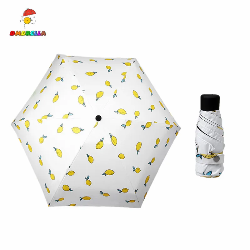 

DMBRELLA Lemon Sky Painting Pocket Folding Pencil Umbrella for Women Umbrella Lady Sun Rain Gear Parasol Lightweight Parasol