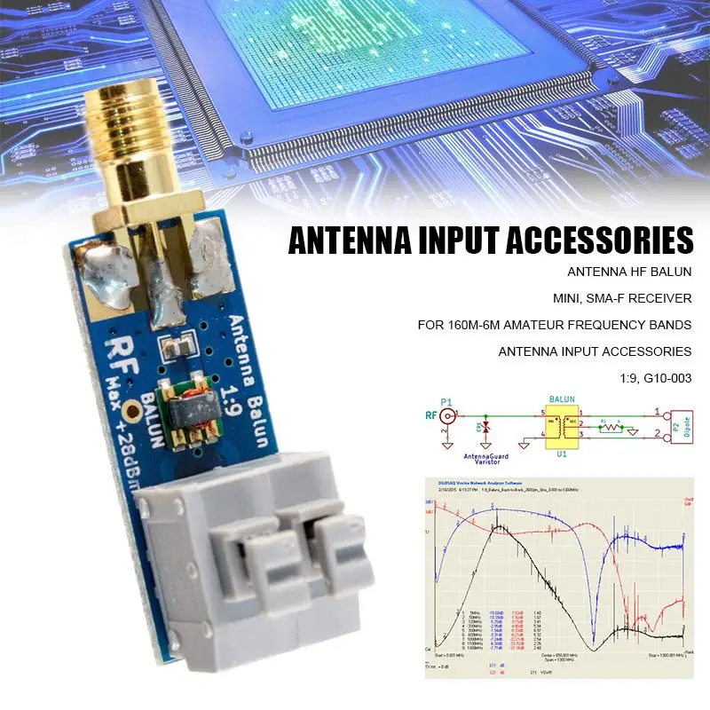 

Mini 1:9 Antenna HF Balun G10-003 SMA-F Receiver for 160m-6m Amateur Frequency Bands C66