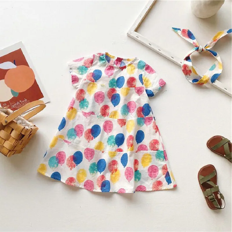 

kids dresses for girls Girls skirt rainbow balloon short-sleeved princess dress wholesale lots bulk clothes girls dresses