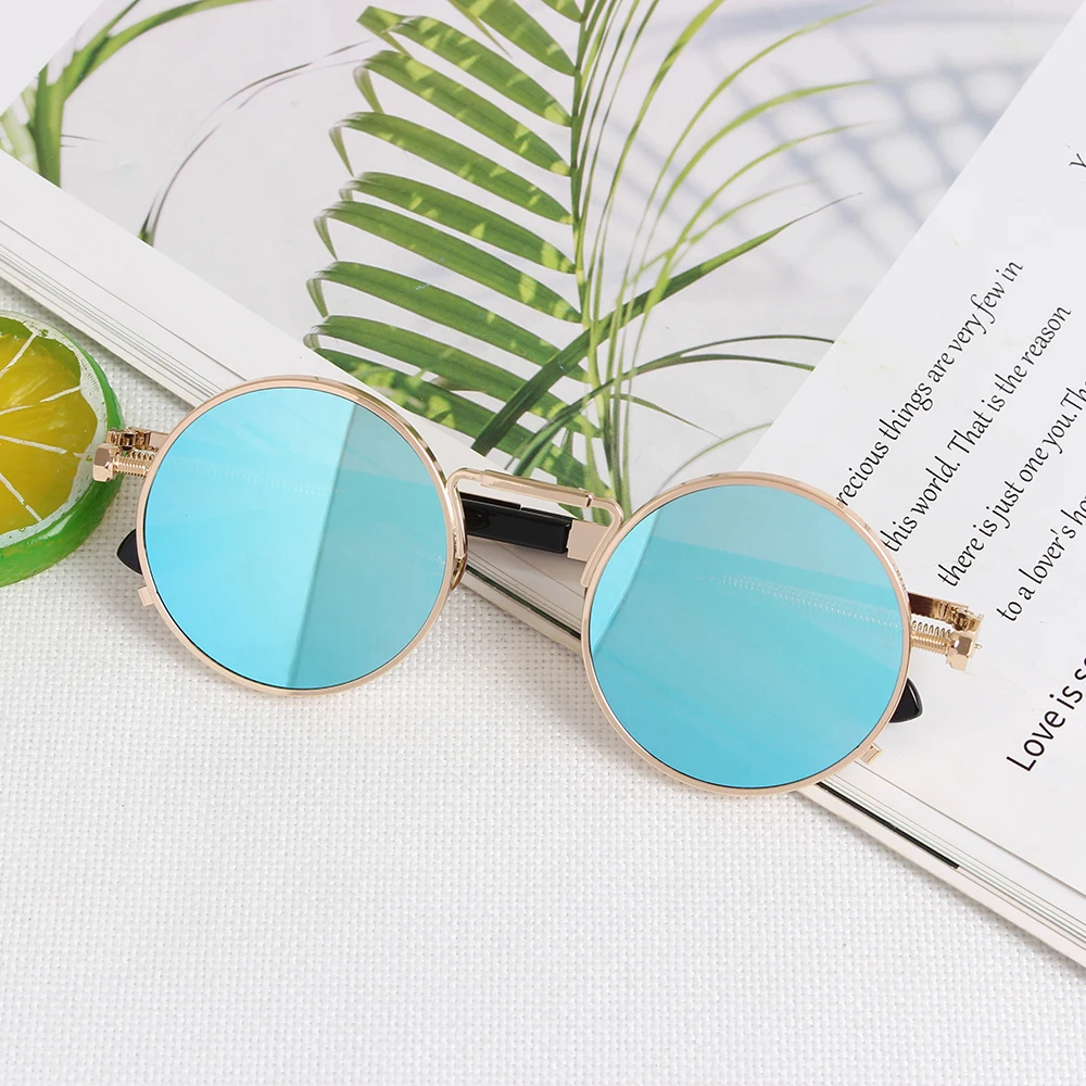 Поляризованные солнцезащитные очки в стиле стимпанк круглые металлические