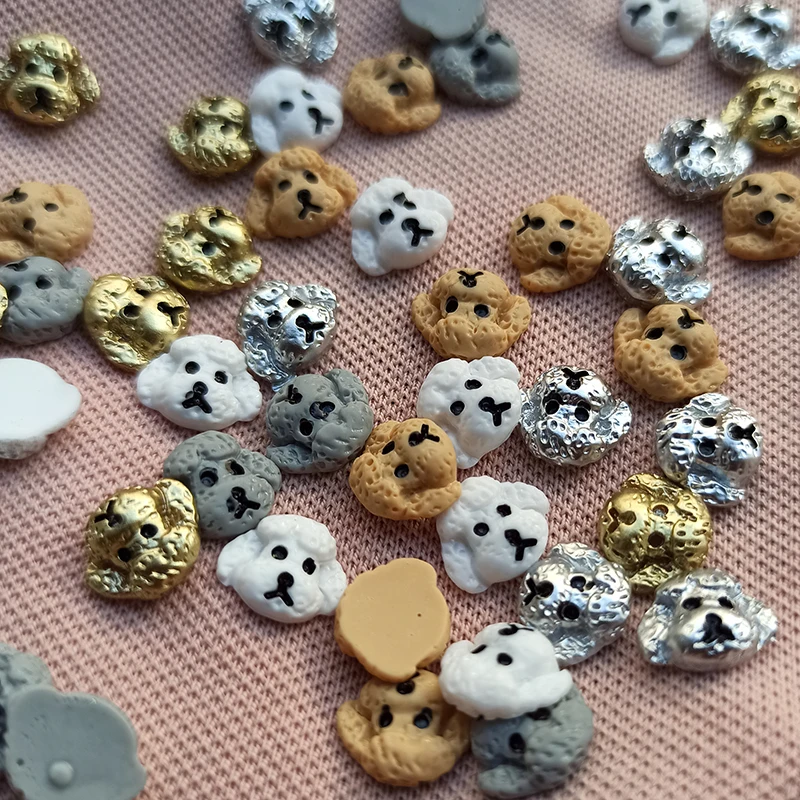 Resin Cartoon Dog Nail Art Decoration Flat Back Cute Embossed Puppy 3D Fingernail DIY Accessories 30/100PCS 3