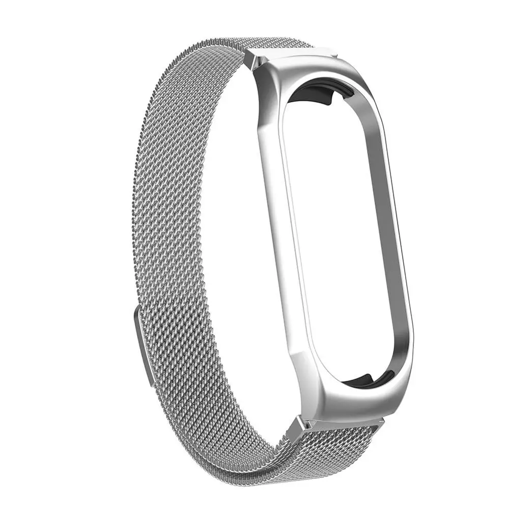 Серебристый Лидер продаж mi Band 3/4 ремень для Xiaomi mi Band 3/4 браслет mi lanese ремешок металлические магнитные ремень - Цвет: Серебристый