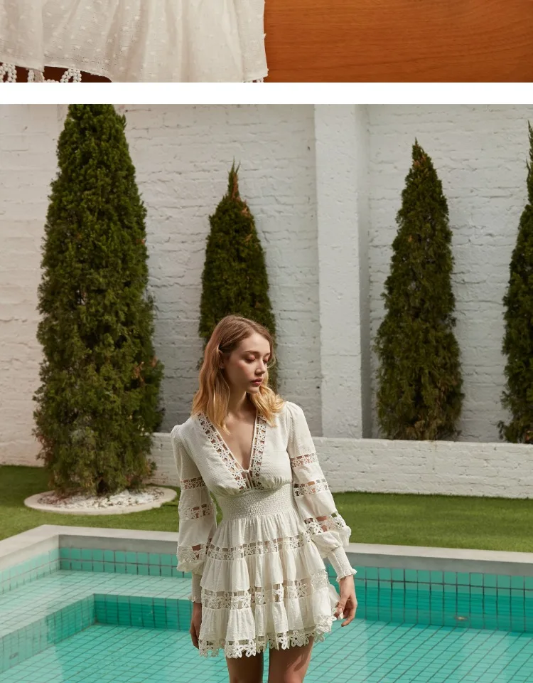 EASYSMALL, женское летнее платье, модное, сексуальное, высокого класса, Vestidos, вечерние, повседневные, кружевные, с высокой талией, с длинным рукавом, с v-образным вырезом, платья