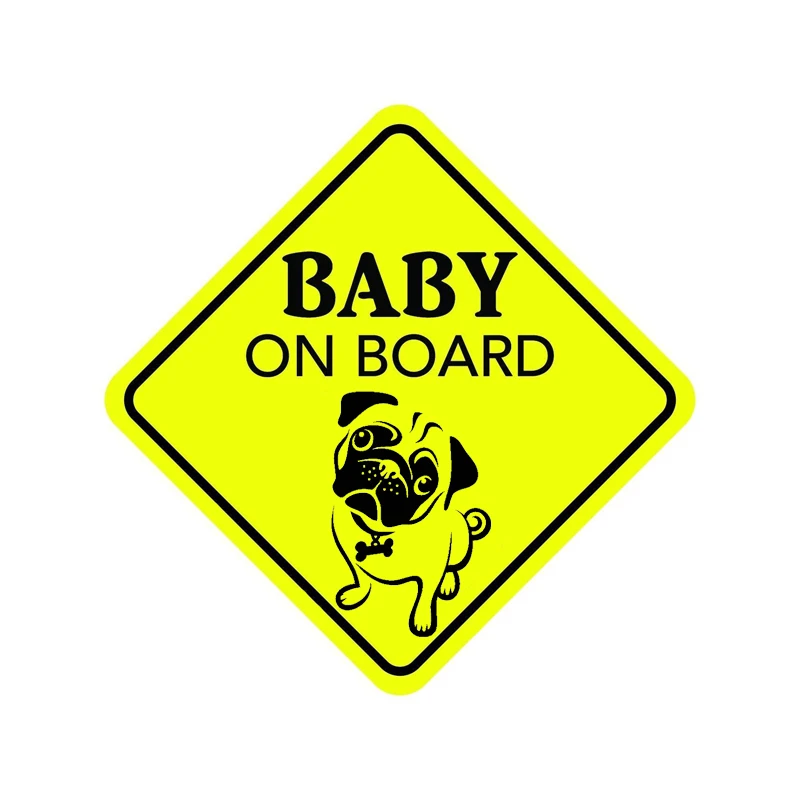 

Funny BABY ON BOARD Interesting Pug Dog Car Sticker Waterproof Sunscreen Decal PVC,15cm*15cm