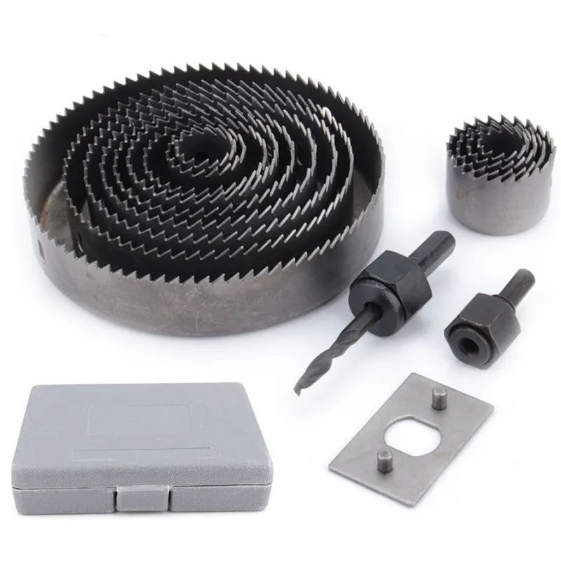 16Pcs Hole Saw Drill Kit Metal Circle Hex Cutter Round Drill Wood Alloy Case 19mm-127mm DIY for Sawing Holes in Normal Wood
