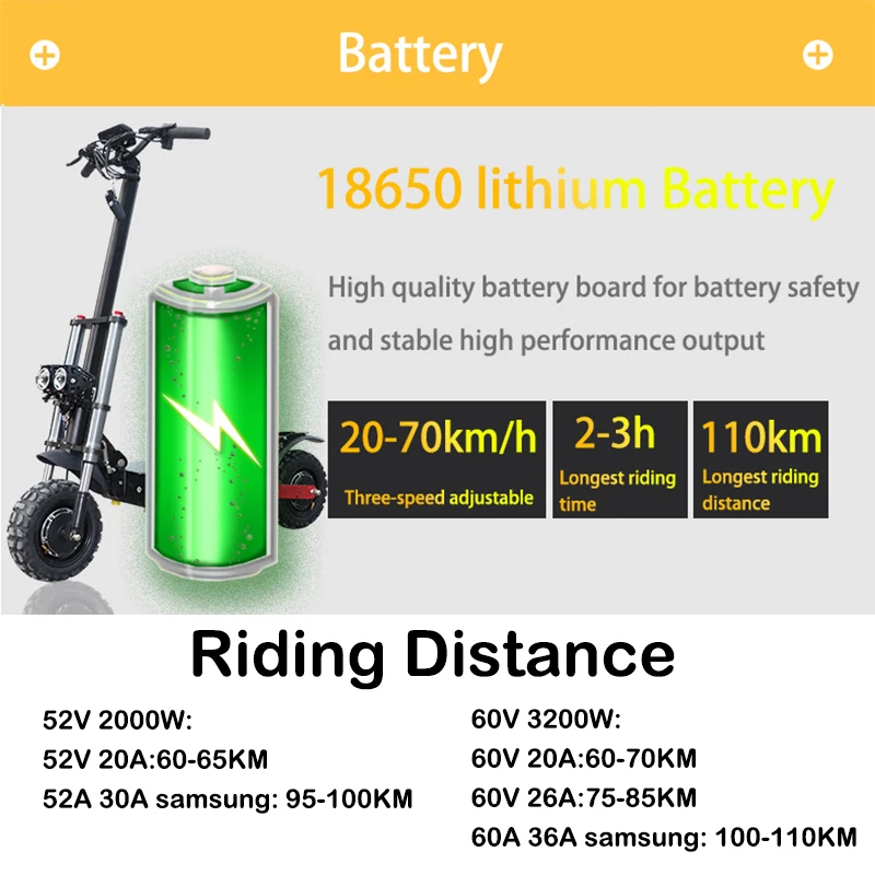  11inch 60V 3200W Adult Electric Scooter with Sest 110-110KM Strong powerful 70km/h Foldable Off Roa