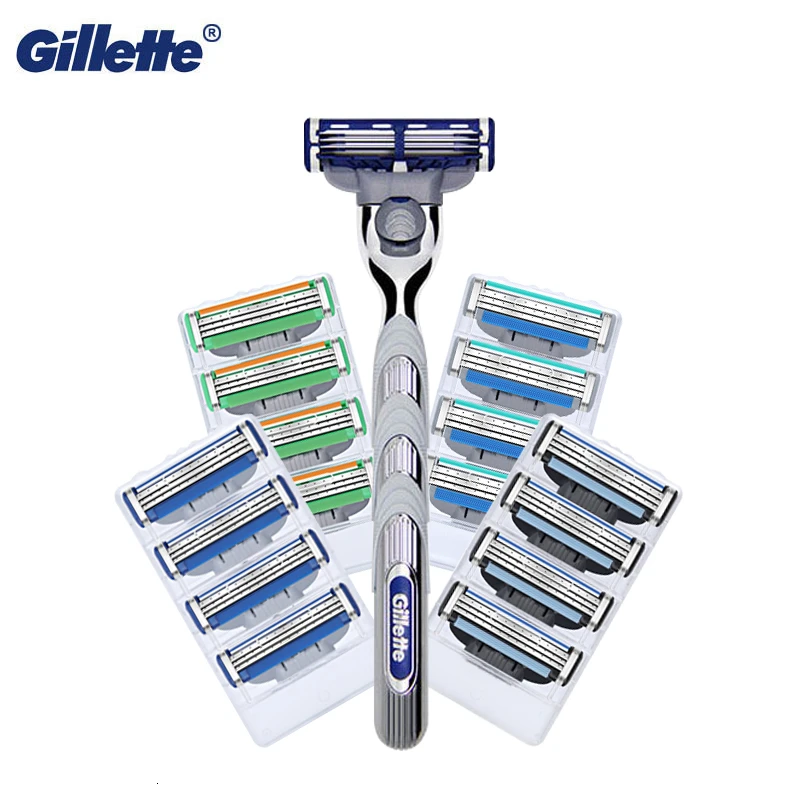 

Men Shaving Razor Gillette Turbo With Replacement Razor Blades Original Handle Male Face Care Cassette Manual Razor
