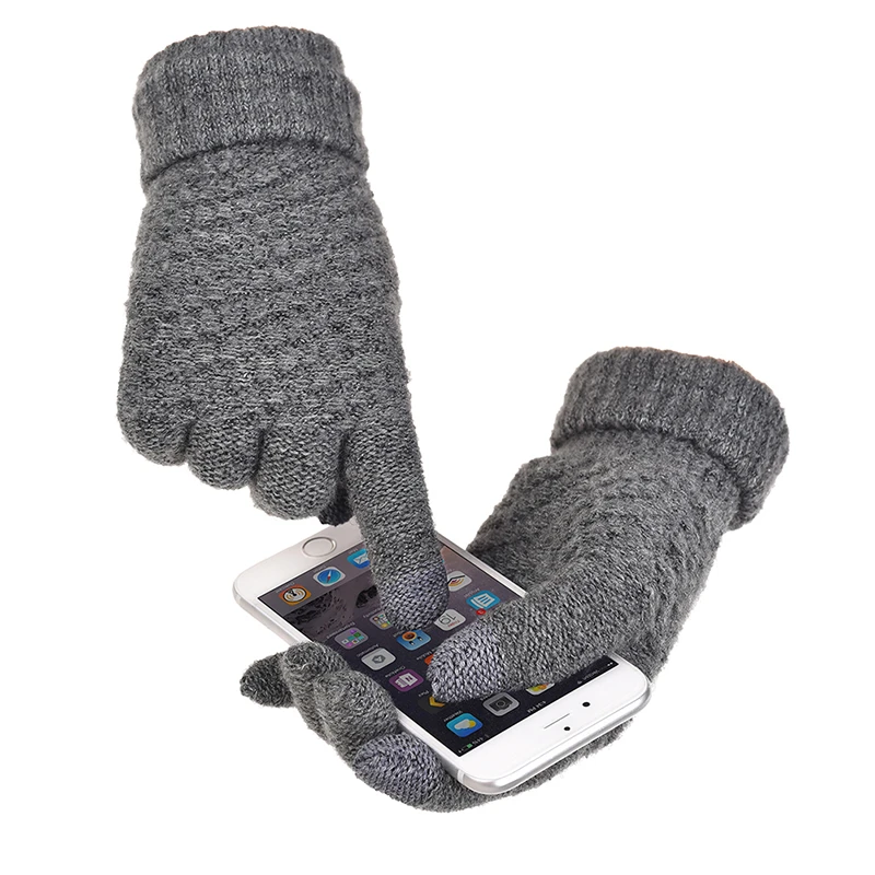 Women Winter Warm Knitted Thick Stretchy Mittens Female Thermal Casual Covered Finger Halter Gloves Girls Accessories MX129