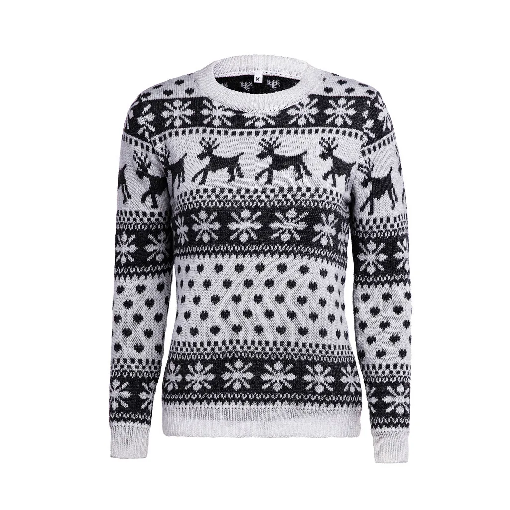 Black Pull Femme Wo, мужской Рождественский свитер унисекс, джемпер со снежинками и лосем, пуловер, топы, одинаковые комплекты одежды для пар - Цвет: Black
