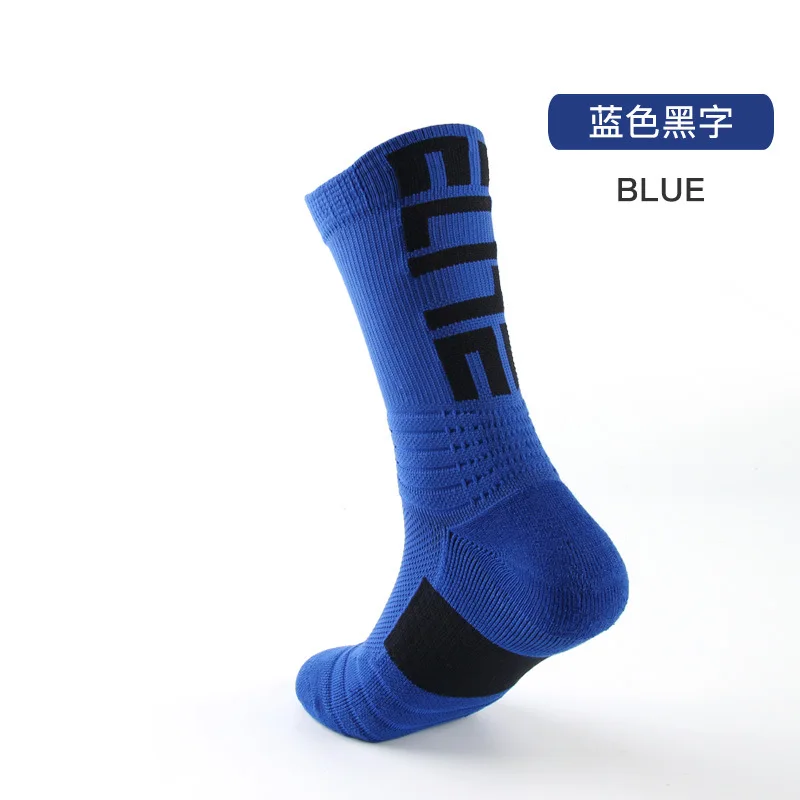blue black EU 38-45 Спортивные носки для велоспорта, баскетбола, бега, амортизирующие носки, Длинные трендовые, Mtb, походные, спортивные, черные, мужские - Цвет: blue black EU 38-45