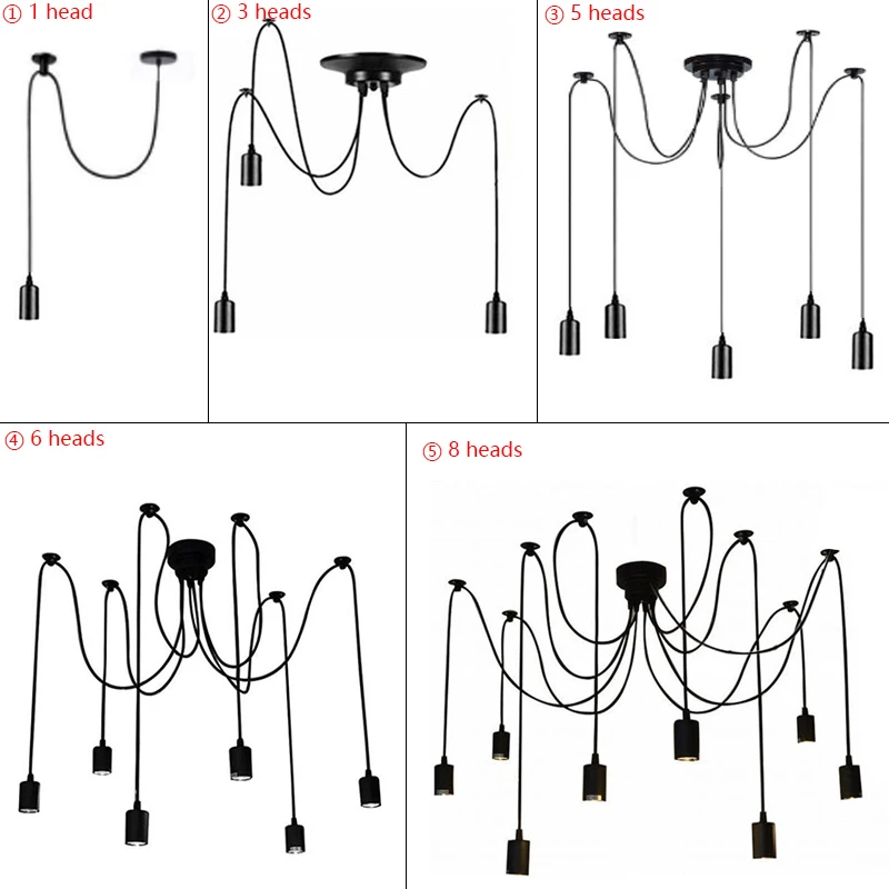 DIY Spider Chandelier Industrial Pendant Lights E27 Modern Ceiling Hanging Lamp Dinning Living Room Courtyard Lighting Fixture