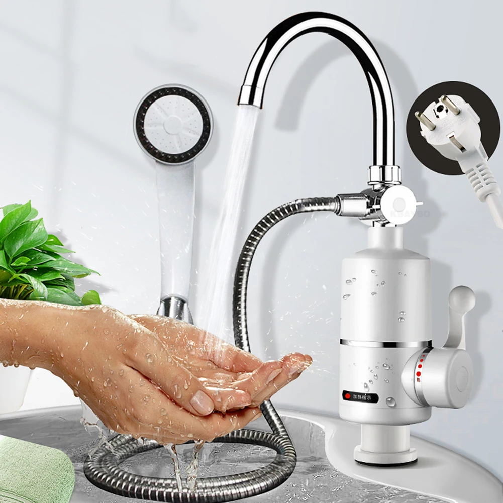 

PovKeever WInstant Hot Water Heater Heating Faucet Electric Kitchen Water Heater Tap EU Plug Kitchen Supplies 304Stainless Steel