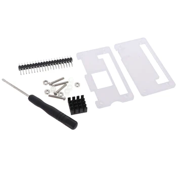 

Acrylic Case 4 In 1 Kit For Raspberry Pi Zero Acrylic Cover Shell+Aluminum Heat Sink+ 40 Pin Connector+Screwdriver