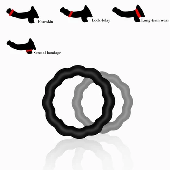 Male Penis Ring Cock Ring Delay Ejaculation Sex Toy For Men Scrotal Binding Ball Stretcher anillos para hombre Silicone Cockring 2
