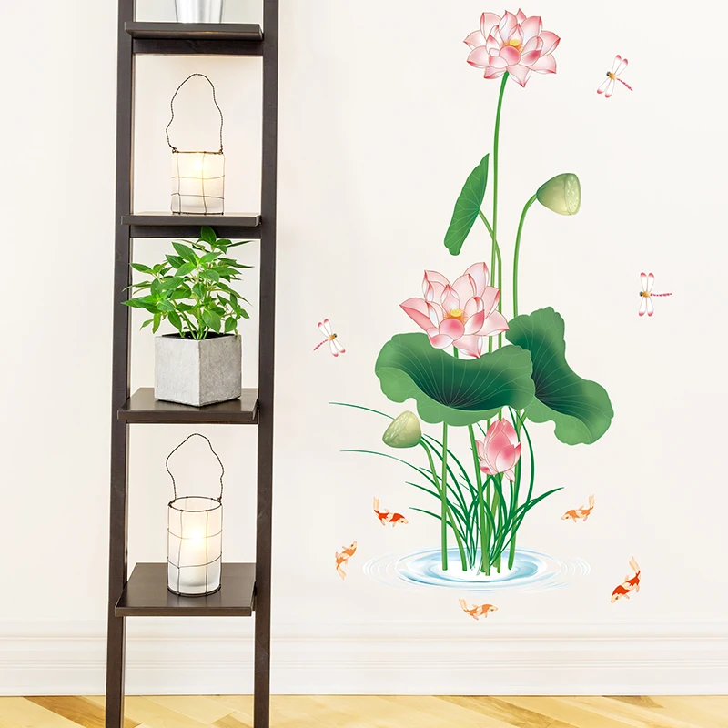 [SHIJUEHEZ] Цветок лотоса наклейки на стену DIY речной Завод Наклейки стены для