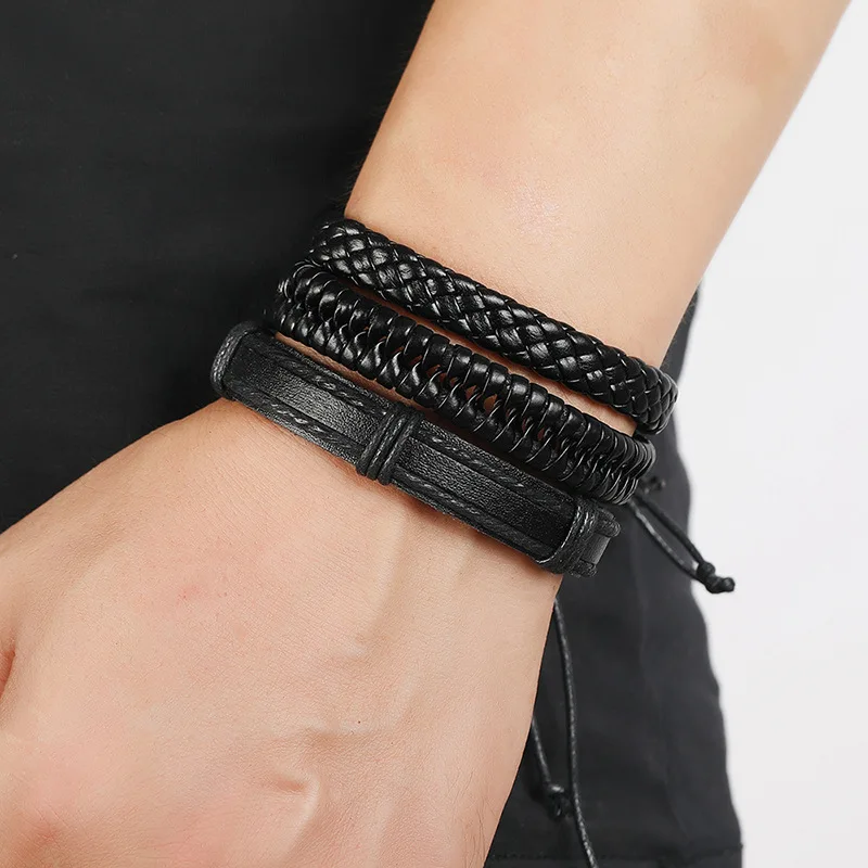 Manfnee™ 6-12pcs Braided Faux Leather Bracelet