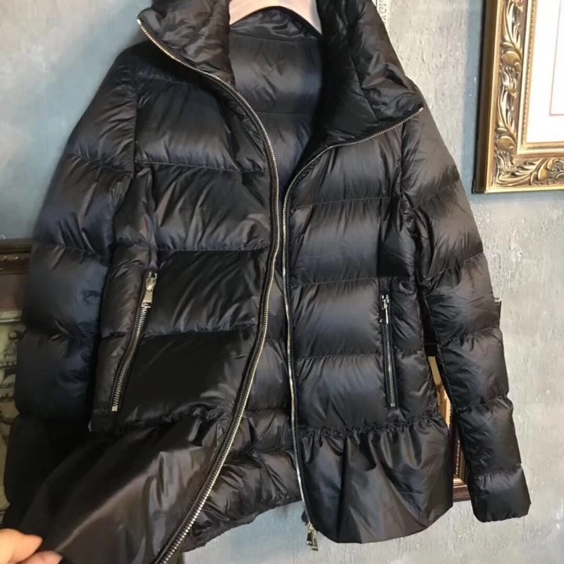 Women High Quality Winter Down Jackets Black White
