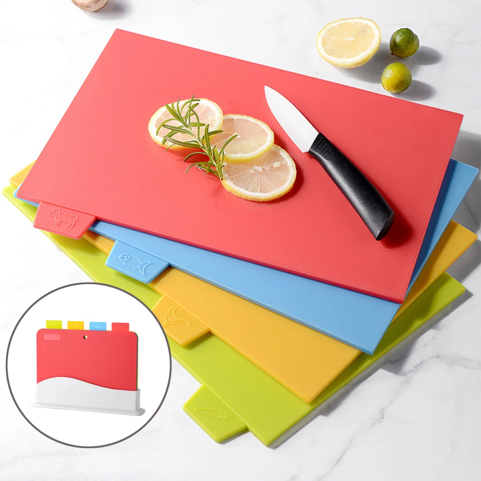 Professional Chopping Board Set 4 Pcs Index Colour Coded Plastic