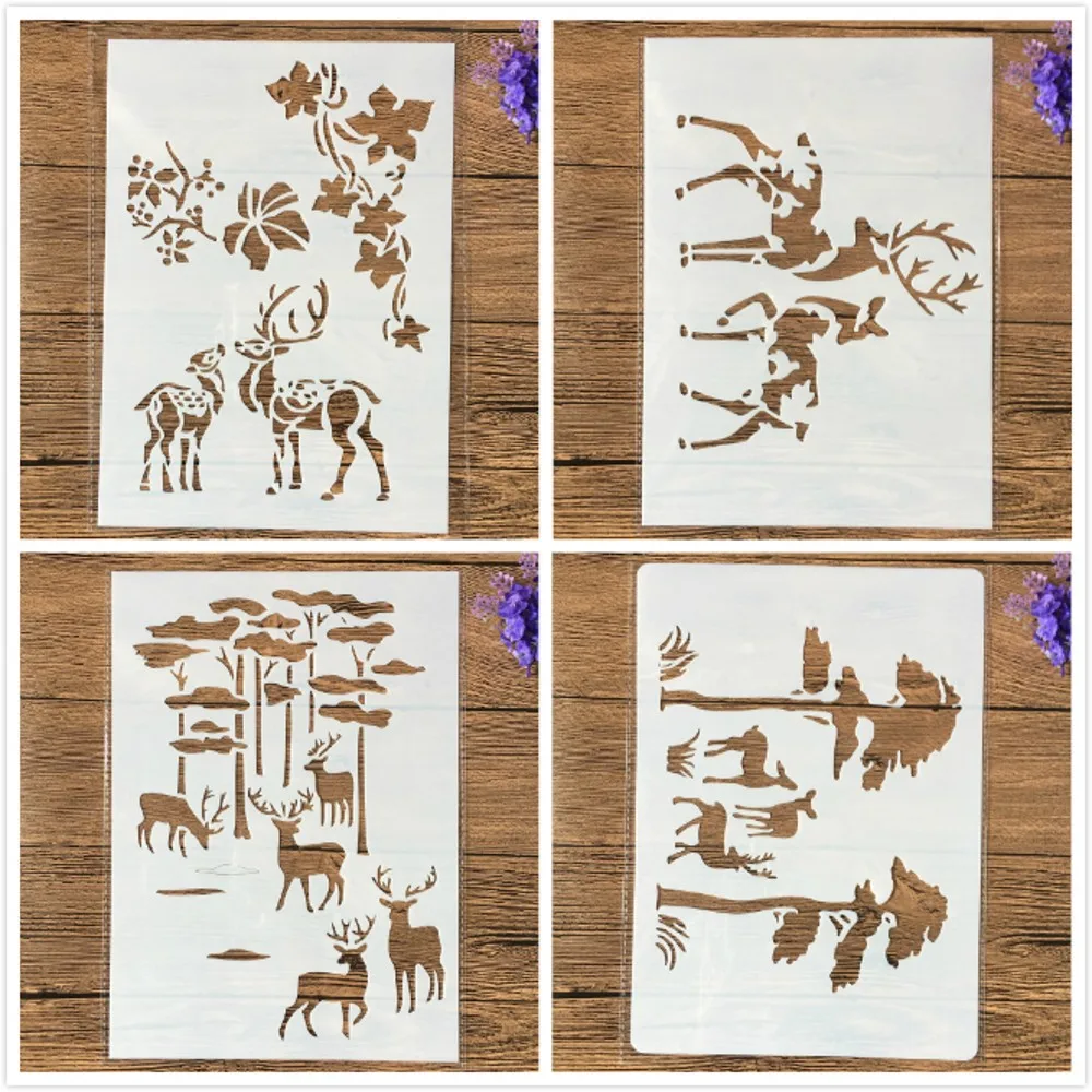 

4 шт./компл. A4 29 см олень родитель Форрест DIY трафареты раскраска для скрапбукинга тиснильный альбом декоративный шаблон
