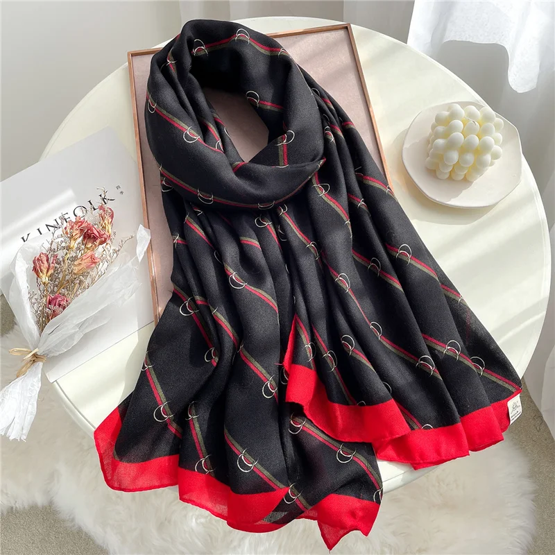 Women's thick cotton scarf warm beach shawl printed Pashmina women's fashion 2021 |