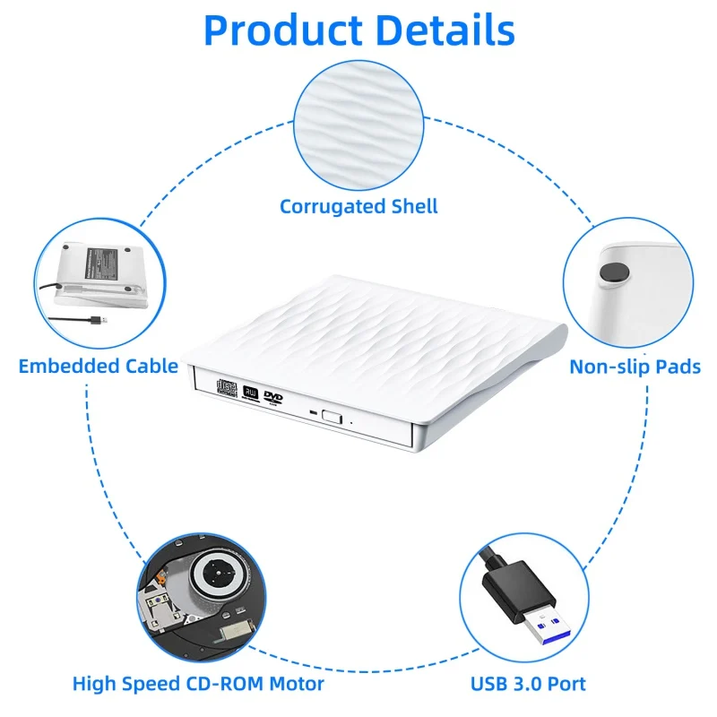 Цветной Портативный внешний CD DVD привод, USB 3,0 тонкий CD DVD реписатель горелки писатель, высокоскоростной передачи данных Оптический usb-дисковод