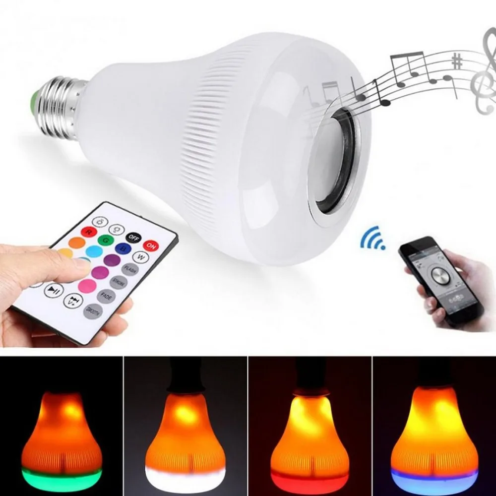 Умная музыкальная лампочка Led Красочный динамик лампа E27 беспроводной пульт дистанционного управления аудиоколонка в виде лампы 12 Вт 220 В