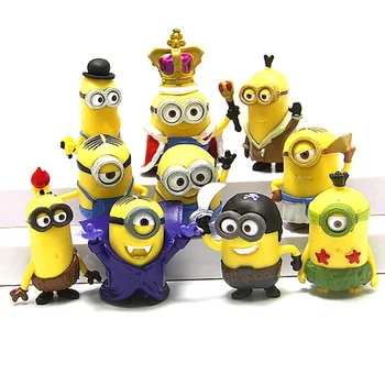 

10pcs/pack 3D Crown Minions Miniature Figurines Toys Car model Anime Children Figure collection of Kids toys Home Decor Crafts