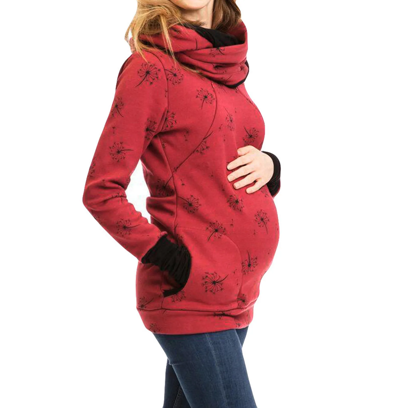 Maternidade enfermagem moletom com capuz inverno outono gravidez roupas grávidas amamentação camisola camisas t camisa superior