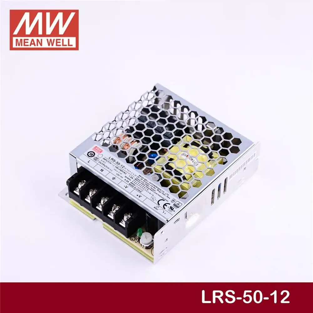 Цена MEAN WELL LRS-50-12 12V 4.2A meanwell LRS-50 12V 50,4 W одиночный выход импульсный источник питания