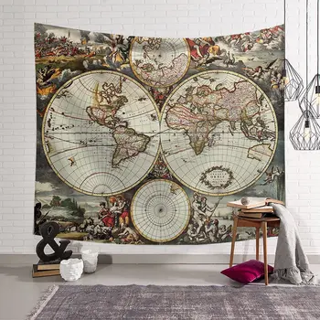 

drop World Map Pattern Wall Tapestry Hanging Blanket Farmhouse DecorHome Decorations Machine A Imprimer Sur Tissu Shabby Chic