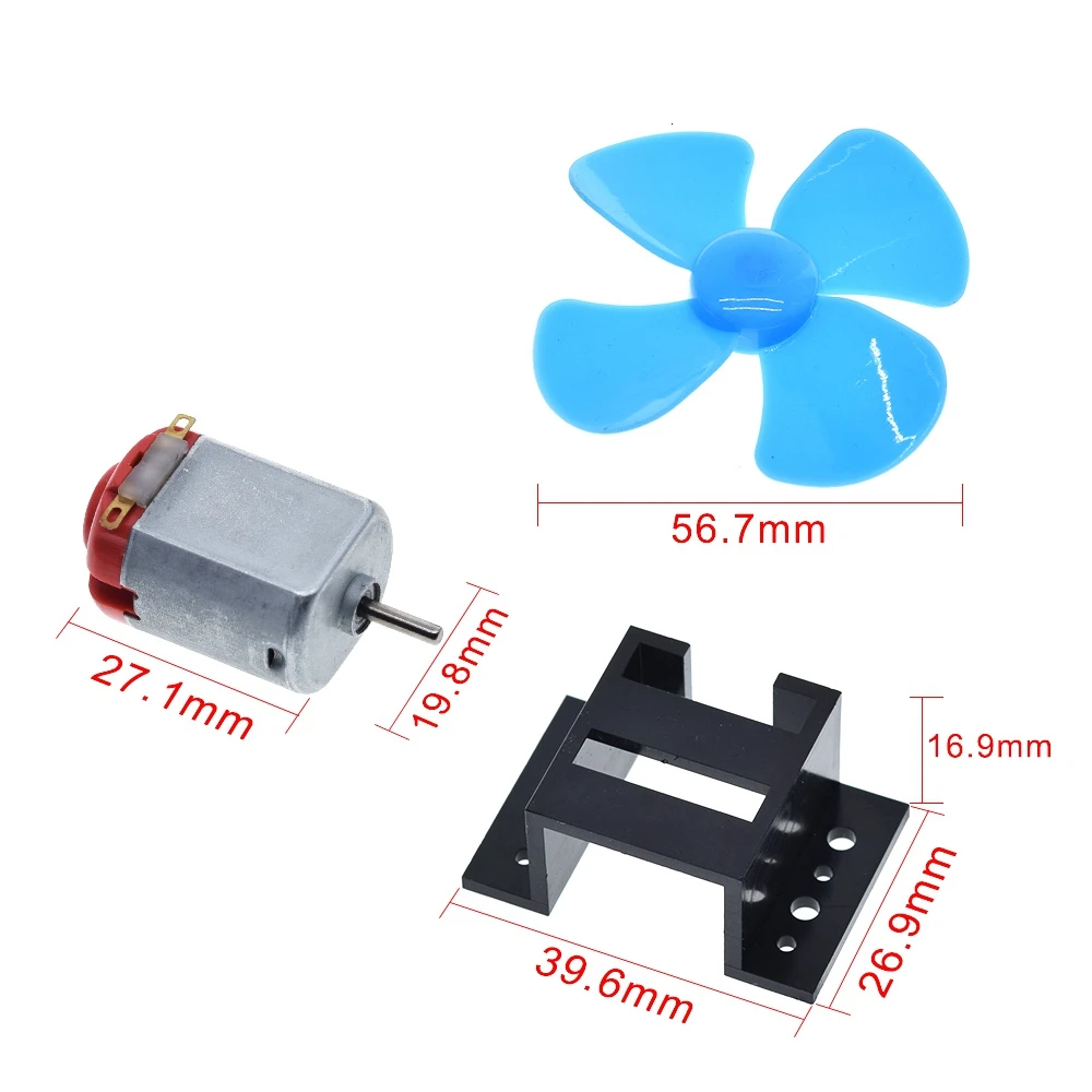 1Set DC Micro 130 Gear motor with fan blade SMAll propeller 3-6V For Arduino DIY experiment +Motor base