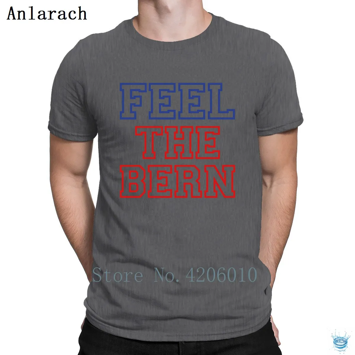 Feel The Bern футболки с принтом Новинка Круглый вырез футболка для мужчин новейшие мужские Awesome Anlarach Crazy - Цвет: Dark Gray