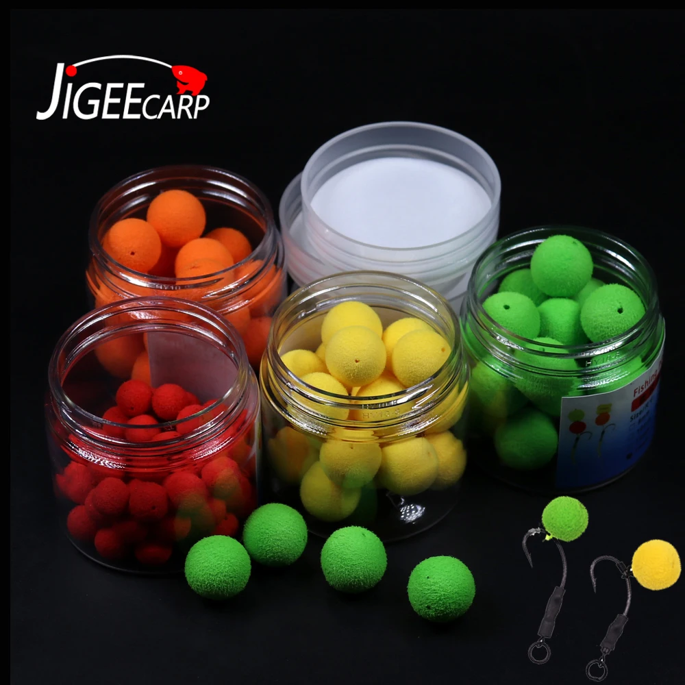 JIGEECARP 1 bottle Carp Fishing Bait Round Pop Ups Boilies Hook Smell ups Carping Bait Hair Rig Terminal Tackle Ball Bead Feeder
