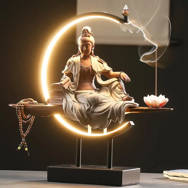 

Chinese porch archaize lamp zen decoration ceramic guanyin high-end health club home decoration opening gift