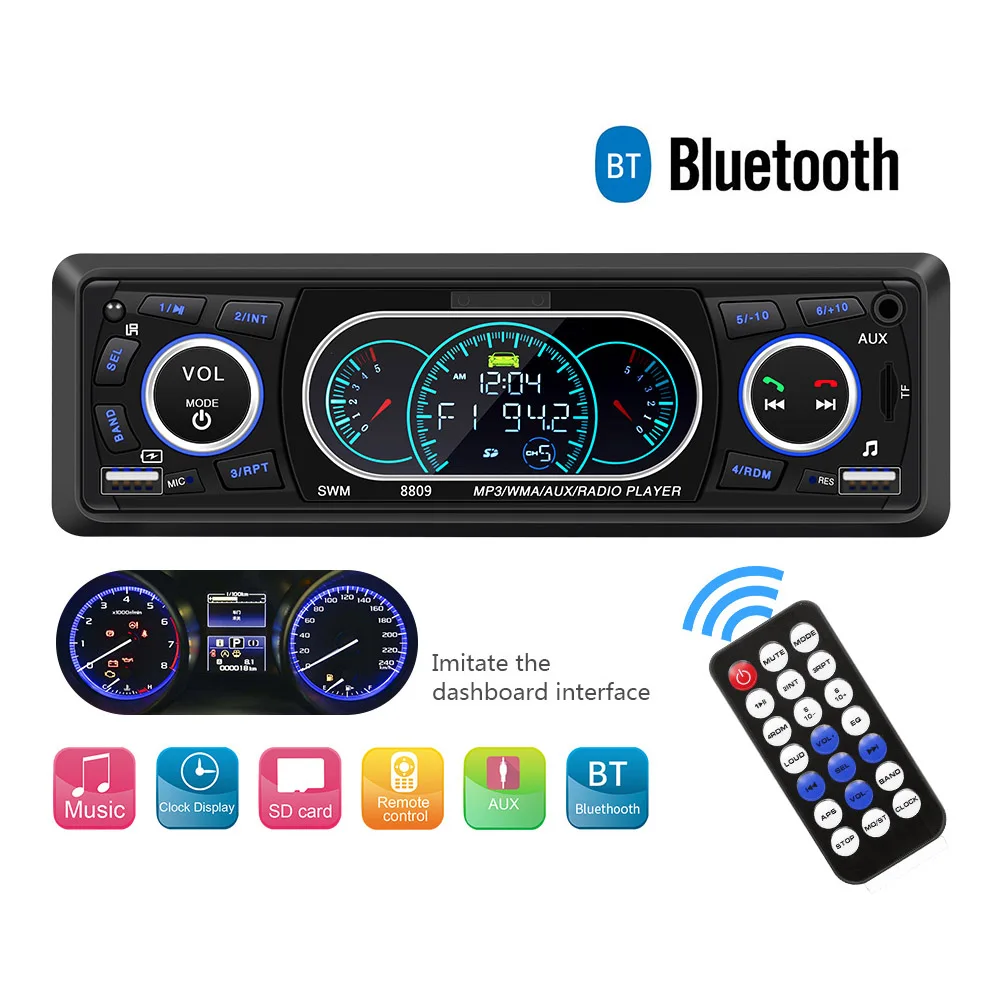 Универсальный Автомобильный MP3 плеер с Bluetooth 12 В стерео FM радио авто Aux вход USB 1 din