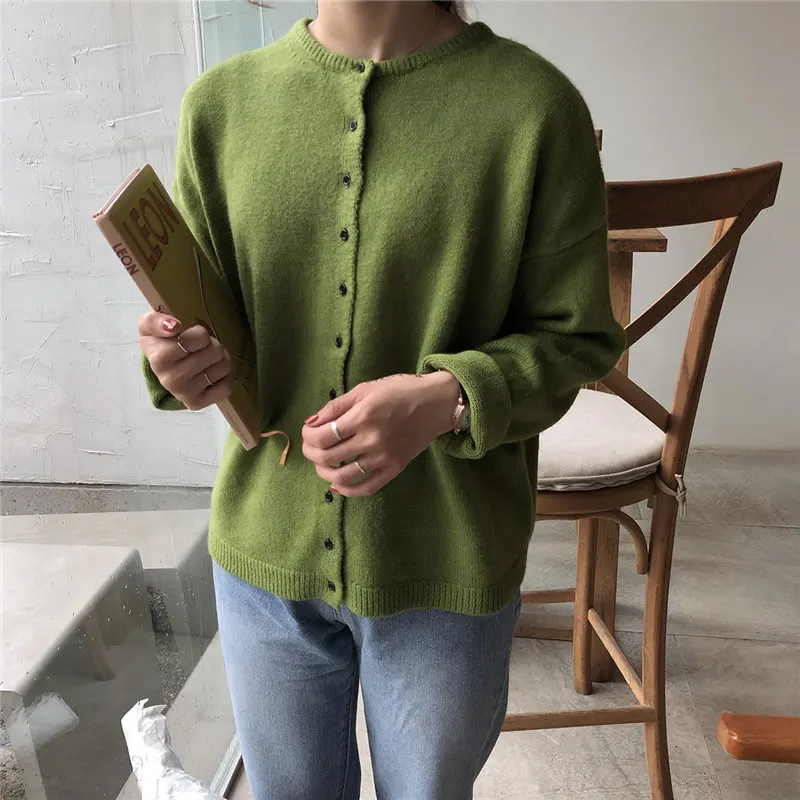 

Hzirip Women Elegant Warm All-Match Students Girls Velvet Solid Cardigans Soft Loose Chic Casual Sweet Stylish Knitted Sweater