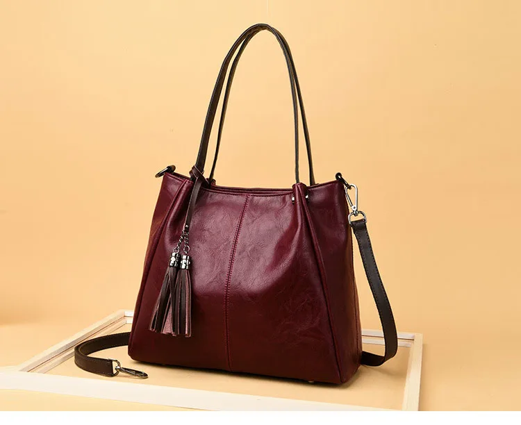 Grand sac à bandoulière en cuir femmes sacs à main fourre-tout sac à main rétro vintage gland chine dames sacs à main pour les femmes 2019 bolsa feminina