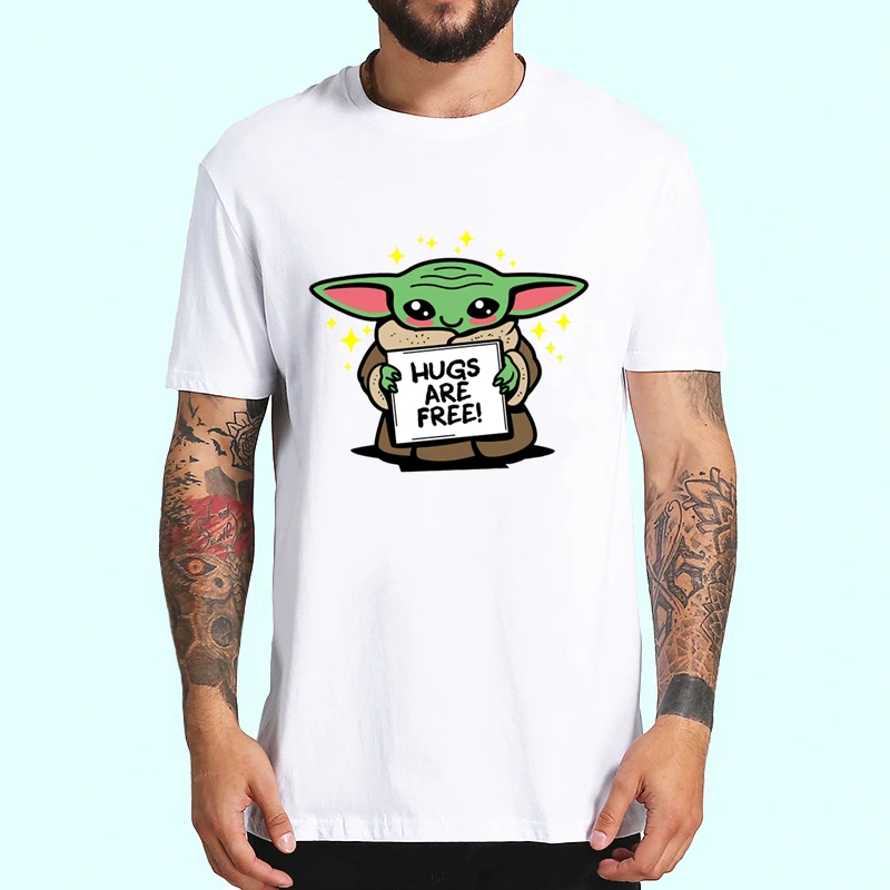 Новая мужская забавная футболка с принтом Звездные войны Yoda Mandalorian круглым